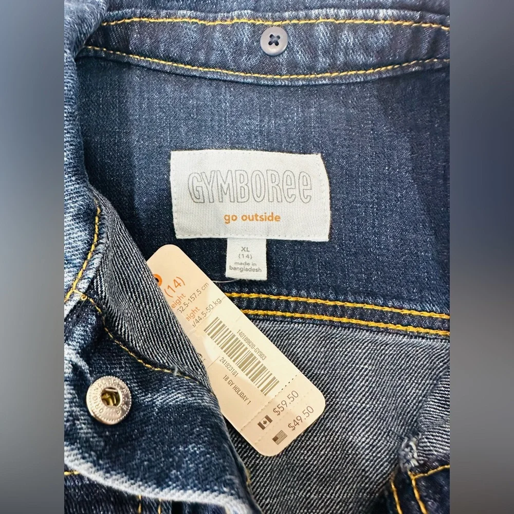 NEW Gymboree‎ Girl's XL Short Dark Wash Button Up Classic Cotton Jean Jacket